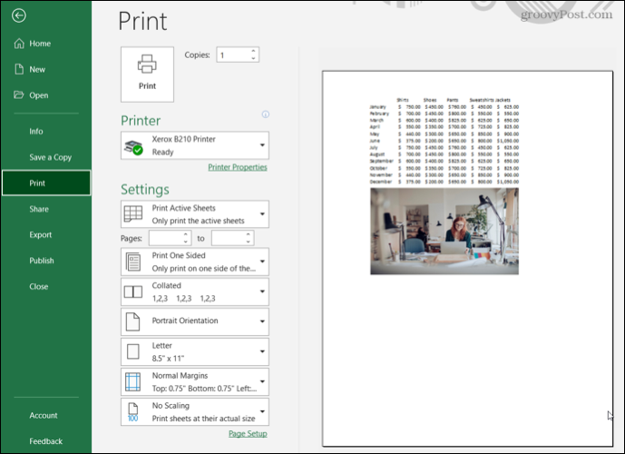 Предварительный просмотр печати без линий сетки в Excel 