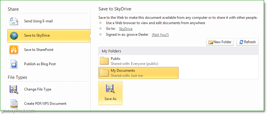 Как сохранить файлы и документы Microsoft Office 2010 в SkyDrive