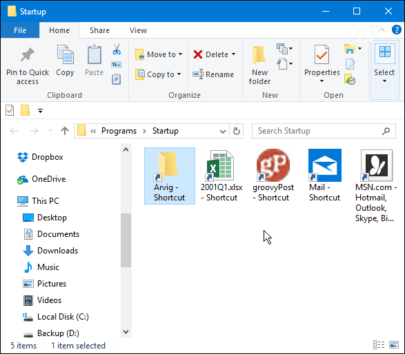Папка автозагрузки Windows 10