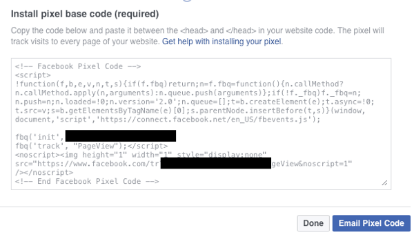 Убедитесь, что на вашем сайте установлен базовый код пикселя Facebook.