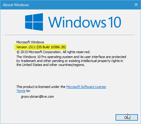 Пользователи, работающие под управлением Windows 10 версии 1511, должны обновить до октября 2017 года