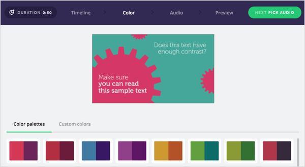 Выберите цветовую палитру для своего видео Biteable или создайте свою собственную.