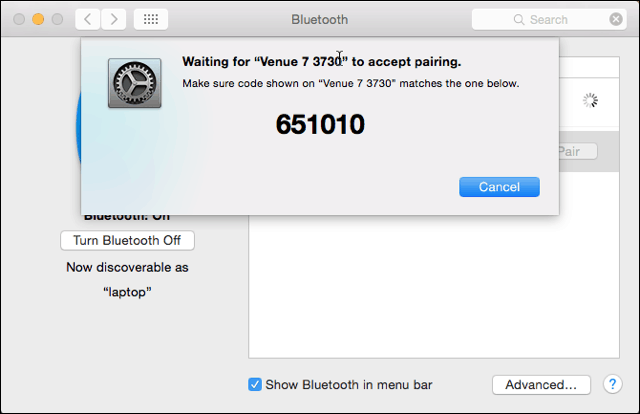 Bluetooth-соединение на стороне Mac