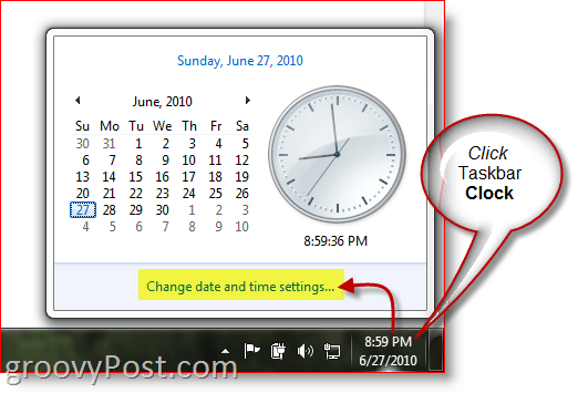 Часы отображения Windows 7 из панели задач