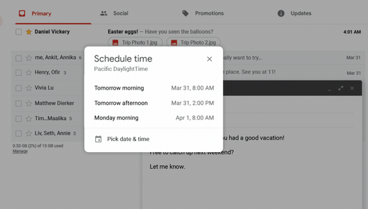 Расписание Gmail Time Desktop