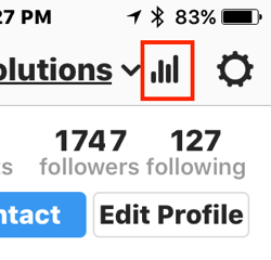 Коснитесь значка гистограммы, чтобы получить доступ к Instagram Insights.