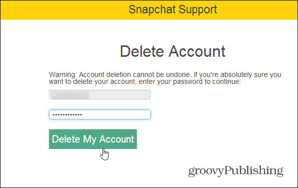 удалить аккаунт Snapchat