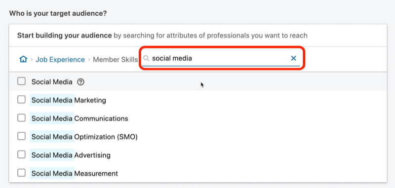 снимок экрана с результатами поиска по навыкам участников в социальных сетях в LinkedIn