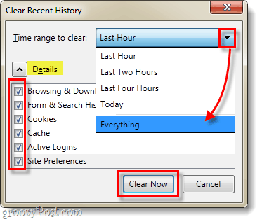 Firefox 4 очистить историю все детали