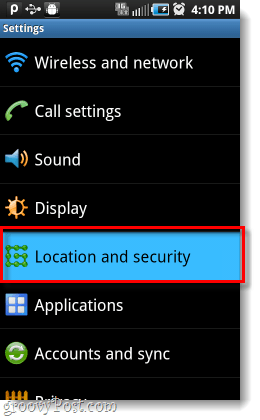 Расположение Android и настройки безопасности