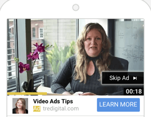 Как настроить рекламную кампанию на YouTube, шаг 6, выбор формата рекламы на YouTube, пример рекламы TrueView