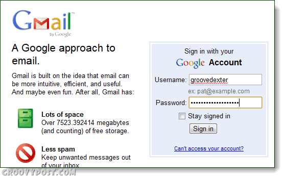 Gmail подход к электронной почте для входа