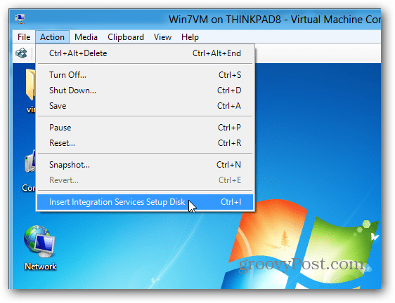 Установите службы интеграции на виртуальные машины Hyper-V в Windows 8