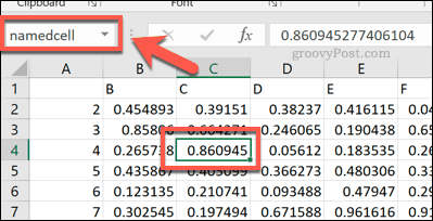 Ссылка на именованную ячейку в Excel