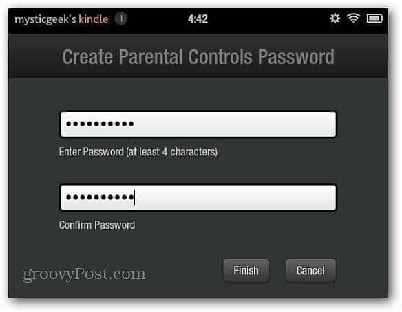 Создать пароль родительского контроля