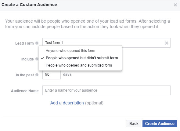 Создайте индивидуальную аудиторию взаимодействия в Facebook Audience Manager.