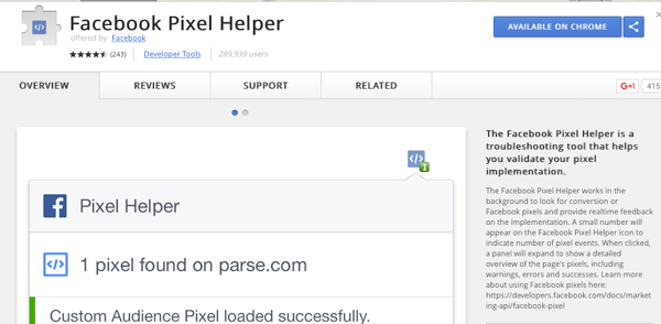 Установите Facebook Pixel Helper, чтобы проверить, работает ли ваше отслеживание.