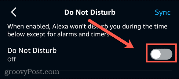 переключение режима «Не беспокоить» в приложении Alexa