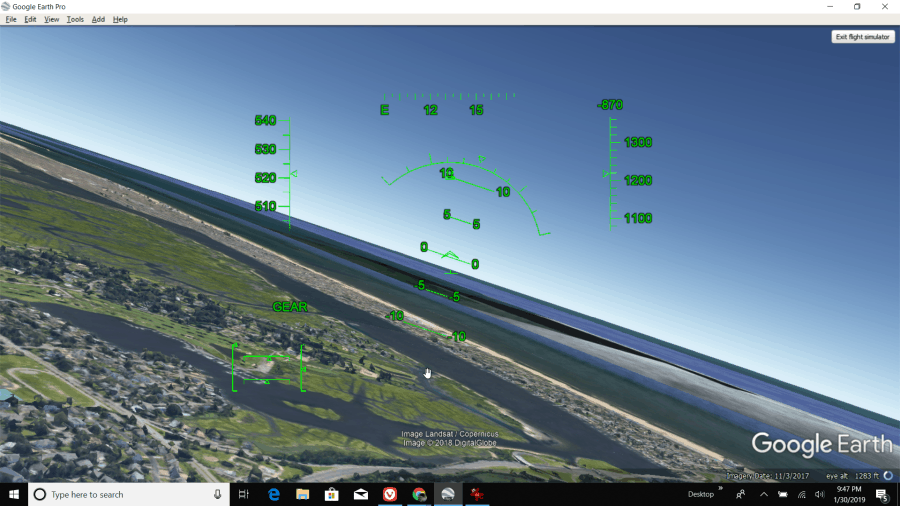 симулятор полета на Google Earth
