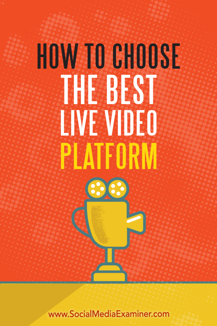 Как выбрать лучшую платформу для живого видео, автор: Джоэл Комм в Social Media Examiner.