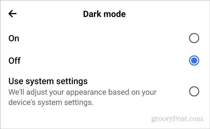 Facebook Темный режим Настройки Android Конфиденциальность Темный режим вкл. Выкл.