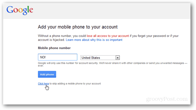 Google, перестань спрашивать меня о моем номере телефона [отключен]