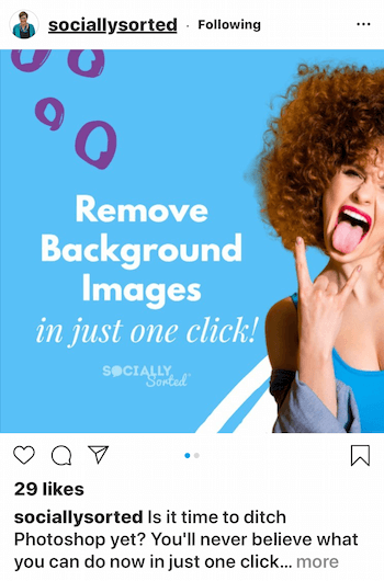 Социально отсортированный пост в Instagram со светлым шрифтом на темном фоне