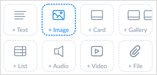 Добавьте блок содержимого изображения и включите изображение в ваше широковещательное сообщение в ManyChat.