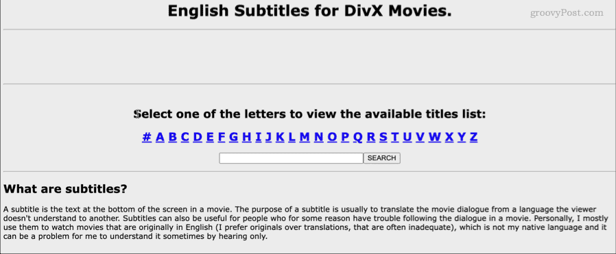 английские субтитры для главной страницы фильмов divx