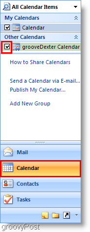 Скриншот календаря Outlook 2007 - добавление второго календаря