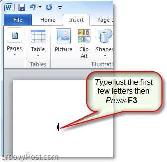 используйте клавишу F3, чтобы вставить автотекст в Word или Outlook