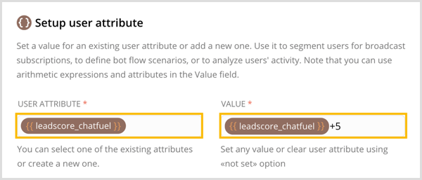 Создайте новый атрибут пользователя и установите для него значение в Chatfuel.