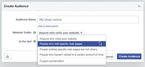 facebook создать аудиторию посещаемость сайта
