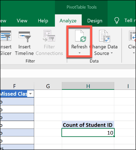 Обновление сводной таблицы в Excel