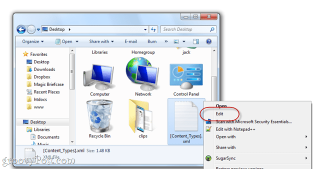 редактирование файлов DOCX в Windows 7