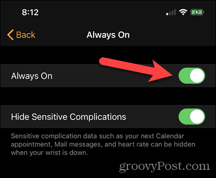 Отключите Always On в приложении Watch на вашем iPhone