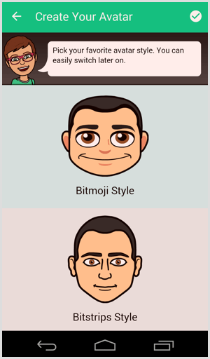 bitmoji выбрать стиль аватара