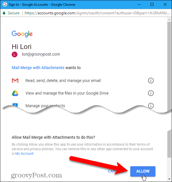 Разрешить доступ к учетной записи Gmail