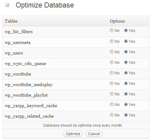 оптимизировать базу данных wordpress