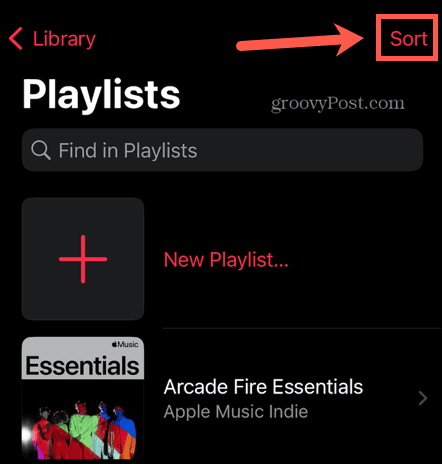 Apple Music сортирует плейлисты
