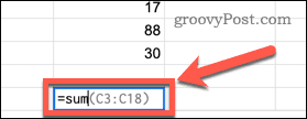 Пример предложения формулы в Google Sheets