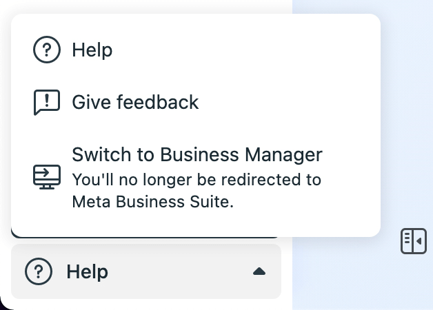 изображение параметра «Переключиться на бизнес-менеджер» в Meta Business Suite