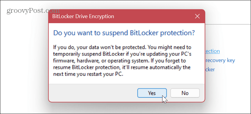 Отключить или приостановить BitLocker 