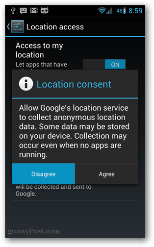 согласие местоположения Android