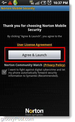 согласен на соглашение Norton Android