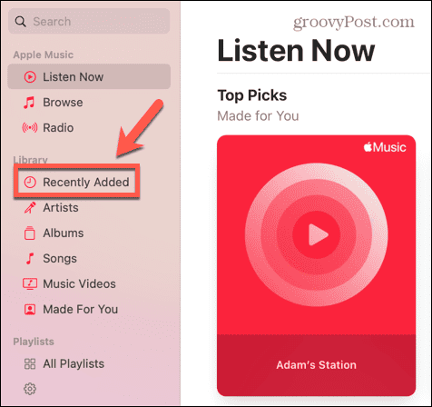 Apple Music недавно добавлена