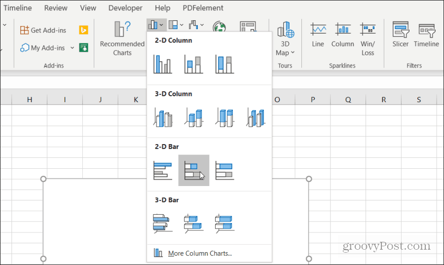 вставить сложенный график в Excel