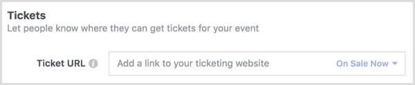 Используйте опцию Ticket, чтобы перейти на страницу продажи билетов Eventbrite
