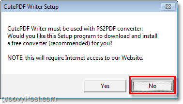 избегать установки PS2PDF в Windows 7