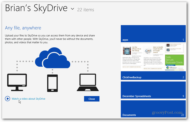 Новый стартовый экран SkyDrive